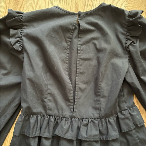 Asos Black Flowy Mini Dress With Puffy Sleeves - Picture 5 of 5